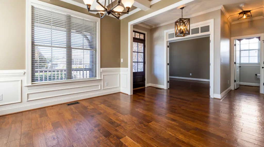 Bay Window Living Room with SPC Wood-Look Flooring